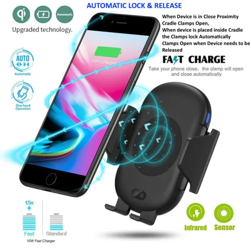 

New 10W Qi Car Wireless Charger Station for IPhone Xs Samsung S10 S9 Auto Clip Fast Wireless Charging Car Magnet Phone Holder