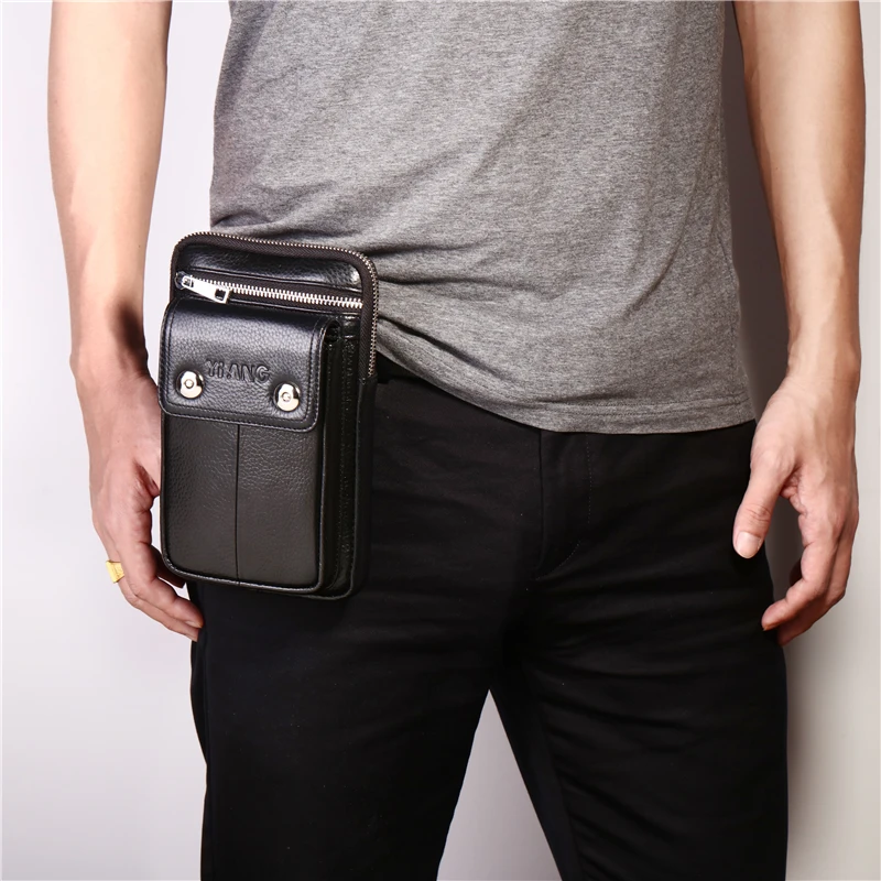 Мужской кожаный чехол для мобильного телефона 7 дюймов поясная сумка кошелек