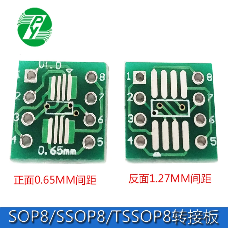 

SOP8 SSOP8 TSSOP8 Patch to In-line DIP Foot Distance 0.65/1.27 Adapter Board