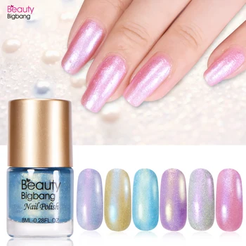 

BEAUTYBIGBANG 8ML Nail Polish Pearl Mermaid Nail Art Lacquer Varnish Manicure Tips Color Polish Nail Stamping Polish