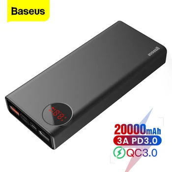 

Baseus 20000mAh Power Bank USB C PD Fast Quick Charge 3.0 20000 mAh Powerbank For Xiaomi mi 9 Portable External Battery Charger