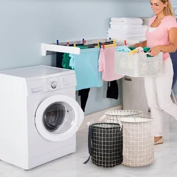 

Canvas Waterproof Laundry Organizer Basket Large Capacity Laundry Hamper Dirty Clothes Storage Bag Toy Home Storage Bin White