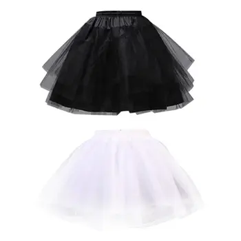 

Women Women Girls Double Layers Solid Color Short Tulle Petticoats Elastic Waistband A Line Mesh Underskirt Crinolines For Dress
