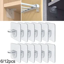 

6/12 Pcs Wall Hanging Hook W/ Adhesive Support Pegs Punch-free Clear For Cabinet Furniture Decoration Accessories