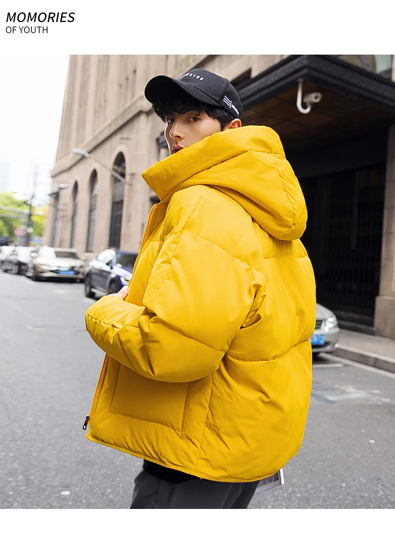 Micro for Winter down Feather Cotton-padded Clothes Men's New Products Hooded down Coat Loose-Fit Workwear Cotton Coat Casu