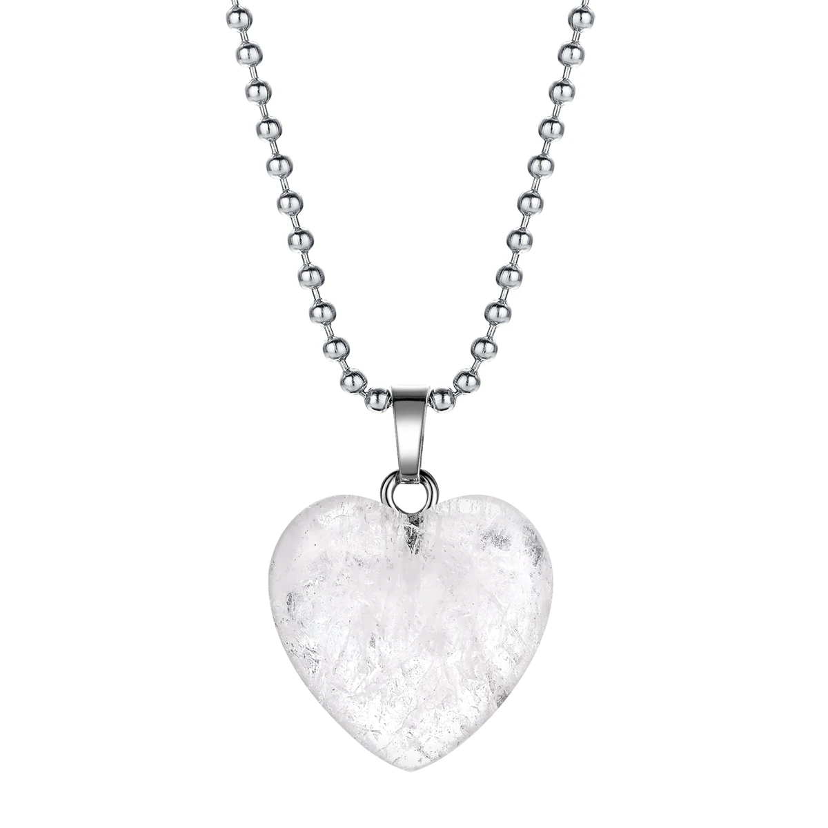 Crystal necklace SEVENSTONE Рейки Исцеление натуральный камень любовь сердце кулон ожерелье трендовые подвески для ангела Женские Ювелирные изделия Подарки для девушки - Окраска металла: Crystal necklace