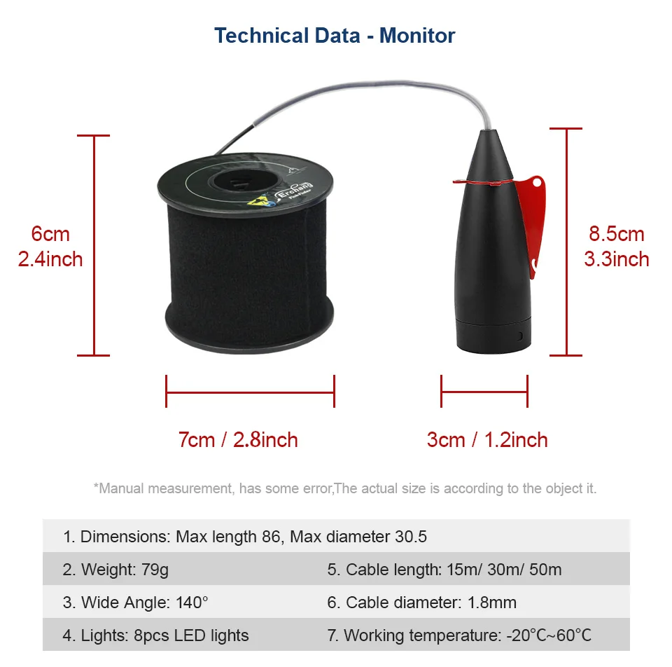 Рыболовная камера 15 м кабель 4,3 дюйма ЖК-экран 8 шт. Белый светодиодный подводный рыболокатор регулируемый светильник аккумулятор 5000 мАч