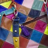Genuine Leather Women's High Quality Casual Design Colorful Handbag Shoulder bag Ladies Color Block Tote bag 600 ► Photo 3/5