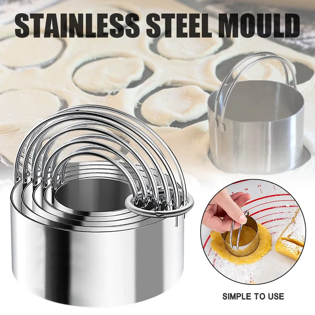 5 шт./компл. резак для печенья с ручкой из нержавеющей стали круглая форма разных