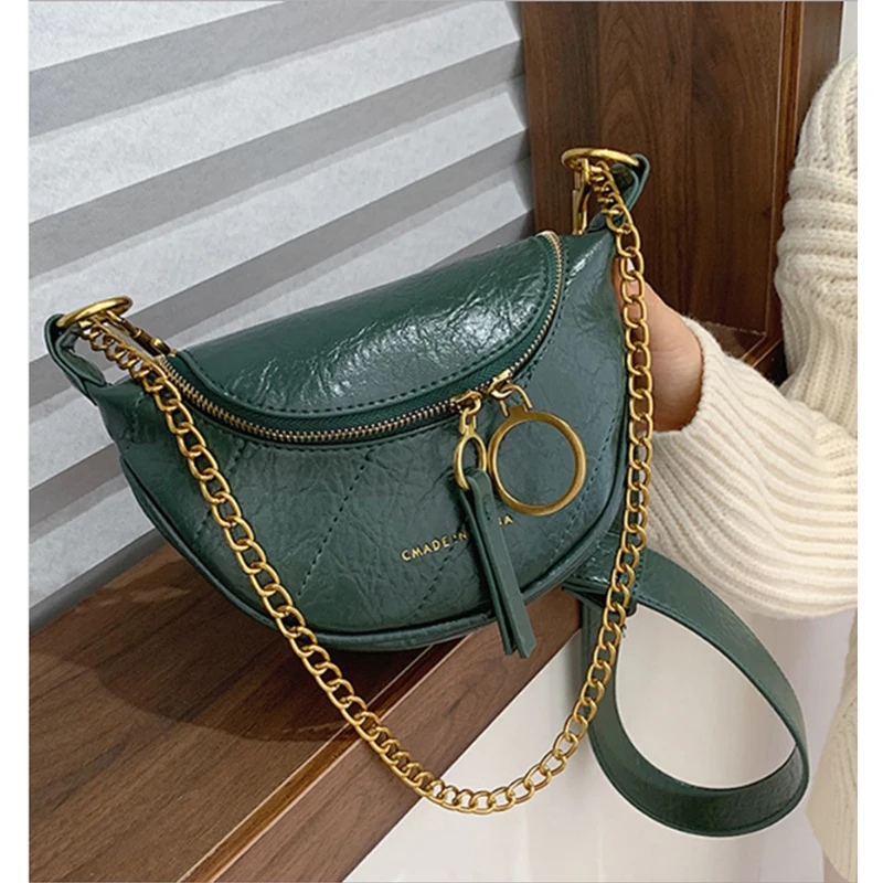 

2019 New Style Women Handbags Half Semi-circular Saddle Bag Fashion Crocodile Pattern Single Shoulder Crossbody Handbags Lady