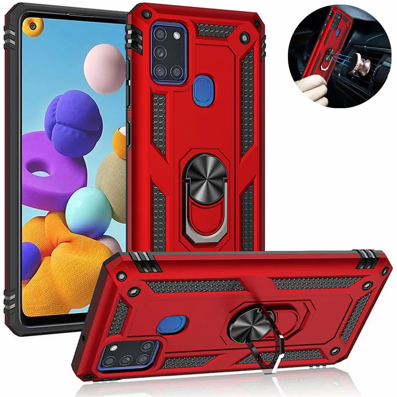 Роскошный армированный Магнитный чехол для Samsung Galaxy A21S автомобильный держатель