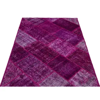 

Handmade Fuchsia Vintage Overdyed Patchwork Area Rug 120x180 Cm-3'11''X5'11''