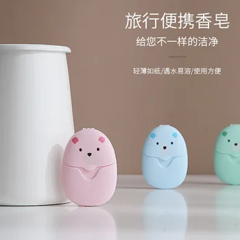

50PCS Soap Paper Convenient Cute Washing Hand Bath Soap Flakes Mini Cleaning Soap Sheet Travel Convenient Disposable Box