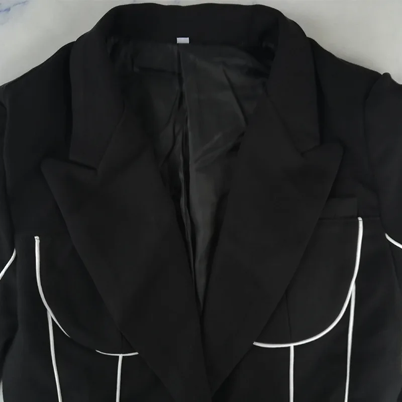 

Europe And America 2019 Autumn New Style WOMEN'S Dress Fold-down Collar Suit Solid Color Versatile Lines Waist Hugging Elegant C