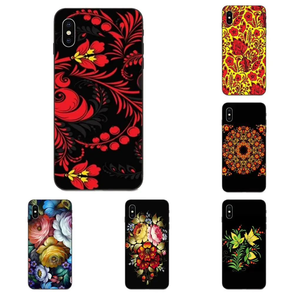 Цветочный узор Khokhloma для Apple iPhone 11 X XS Max XR Pro 4 5 6 6S 7 8 Plus индивидуальный дизайн из ТПУ