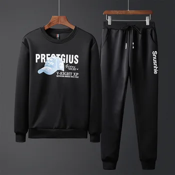 

Mens Sportwear Sets Tracksuit Men Sweatshirts Pullover Casual Jackets Elastic Pant Set 2019 Spring Coat Pant Suit for Male HX242