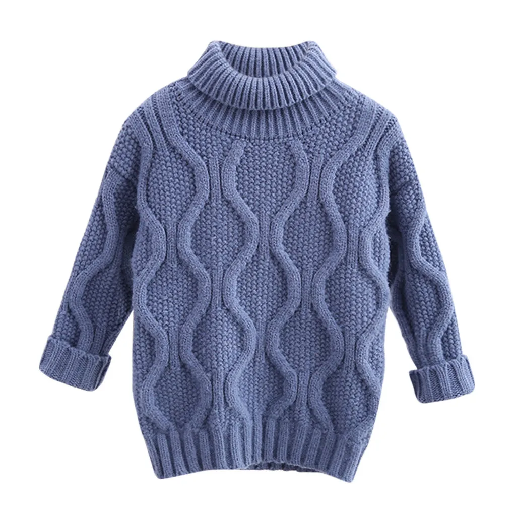 Детский однотонный осенне-зимний теплый пуловер для маленьких мальчиков и девочек, Зимний вязаный свитер, модные хлопковые топы, цветная одежда