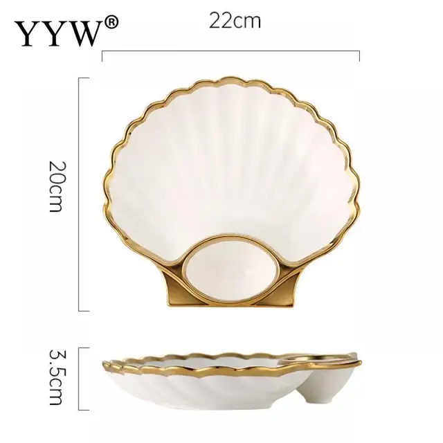 Ceramic Dish Accessories Sushi Plate Set For Home Dumpling Plate Shell Shaped Japanese Tableware Sushi Dish Kitchen Accessories white