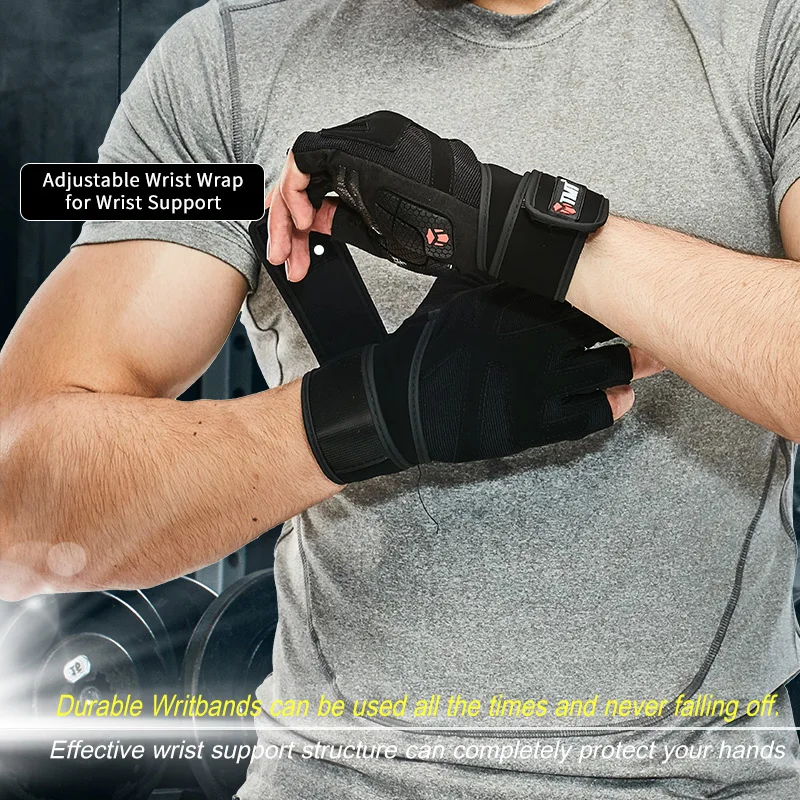  TMT Sports Fitness Weight Lifting Gym Gloves Training Fitness bodybuilding Workout Wrist Wrap Exerc