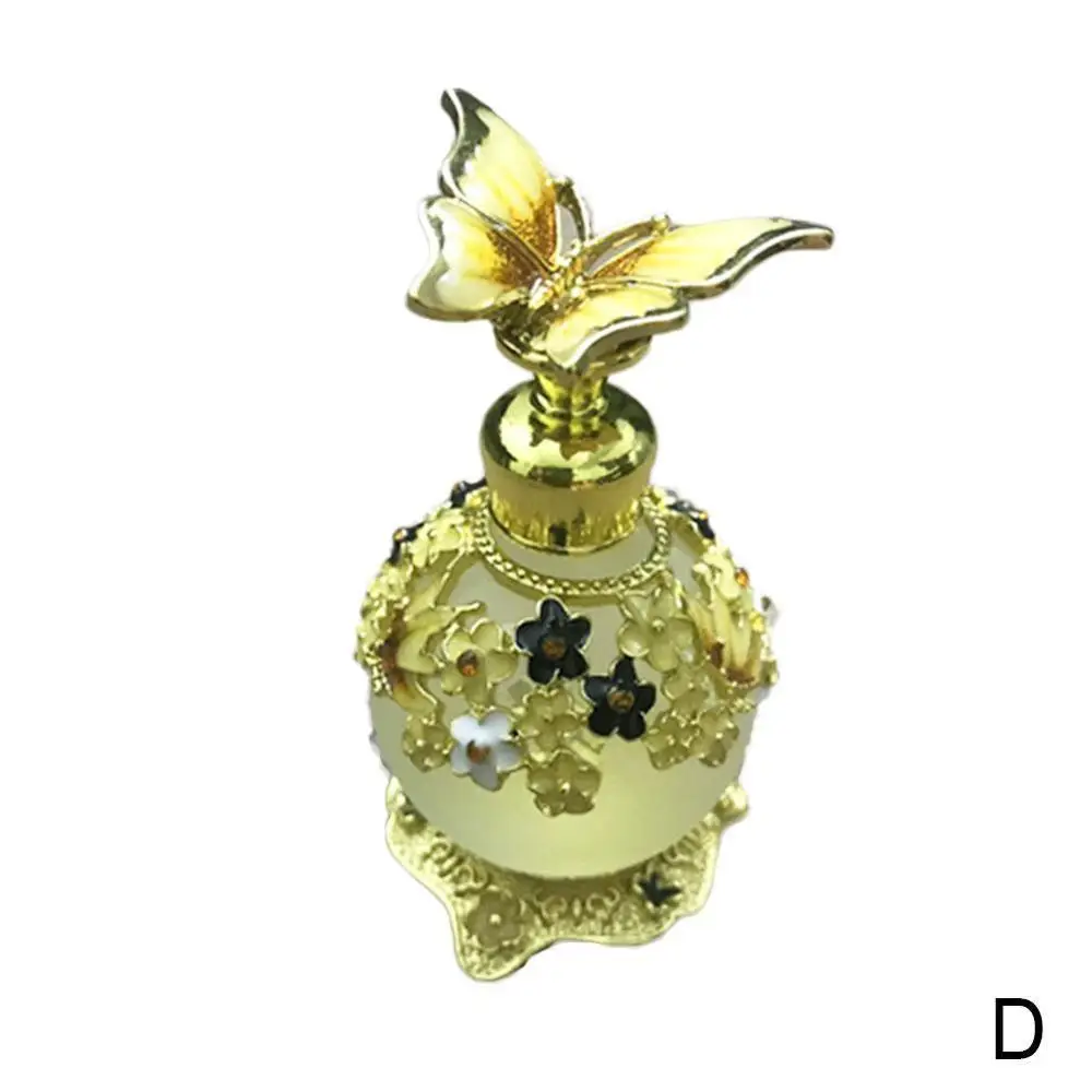 25ml Antique Butterfly Crystal Metal Art Decoration Crafts Empty Perfume Bottle Wedding Souvenir Decoration Gift Travel Birthday - Цвет: Peach