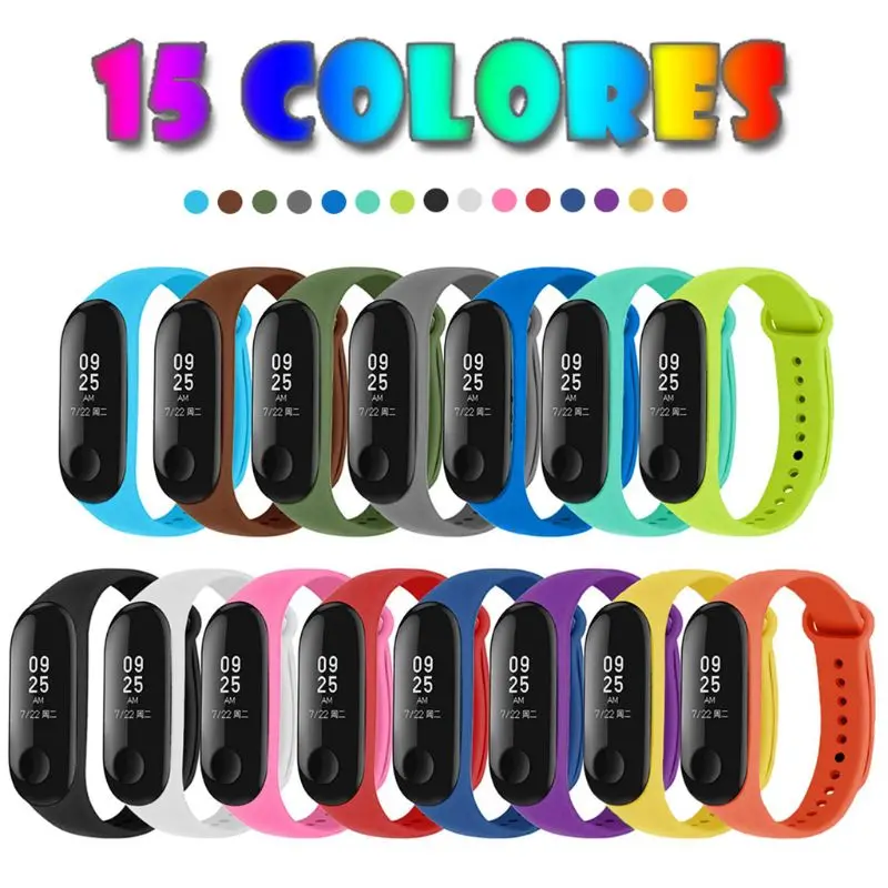 Сменный силиконовый браслет для Xiao mi Mi Band 4 3 15 шт.|Ремешки часов| |