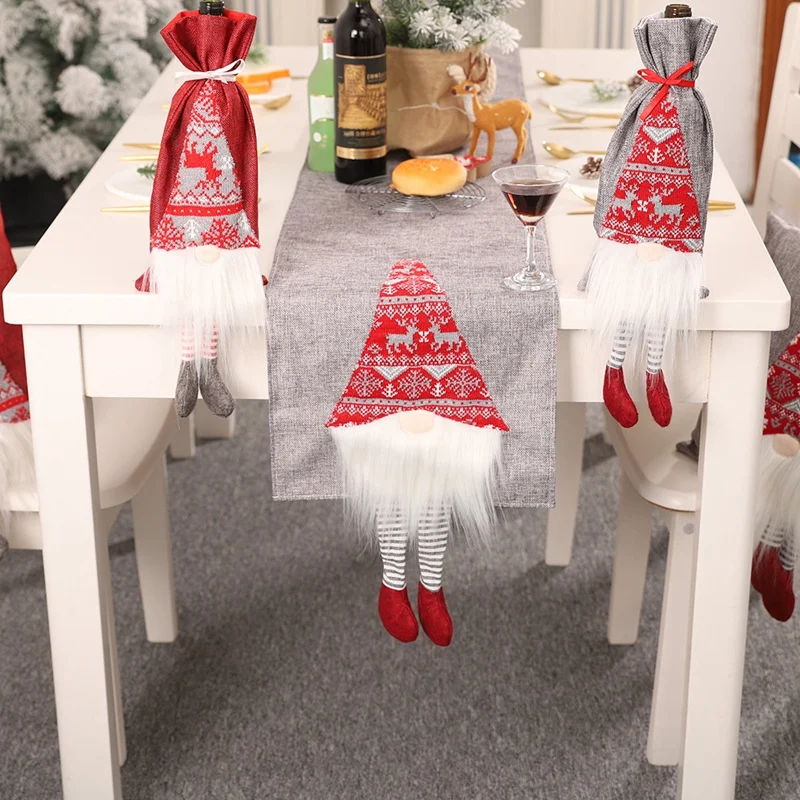 Новогодний Настольный коврик Рождественская настольная дорожка s 180x33cm Санта-Клаус Рождественская настольная дорожка тканевая Крышка для домашнего украшения-серый