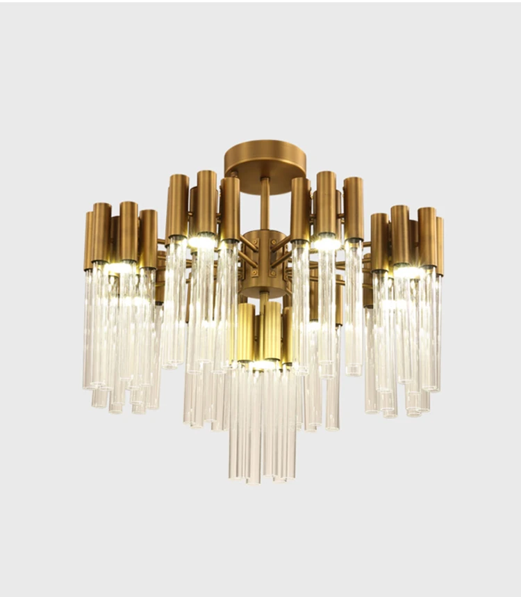 modern plated brass chanderlier glass chanderlier luxury hanging chanderlier E14 glass tube plated brass