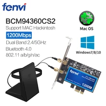 1200 Мбит/с PCI Wifi адаптер беспроводной-AC Lan сетевая карта для Broadcom BCM94360CS с Bluetooth 4,0 802.11ac для Hackintosh Mac OS