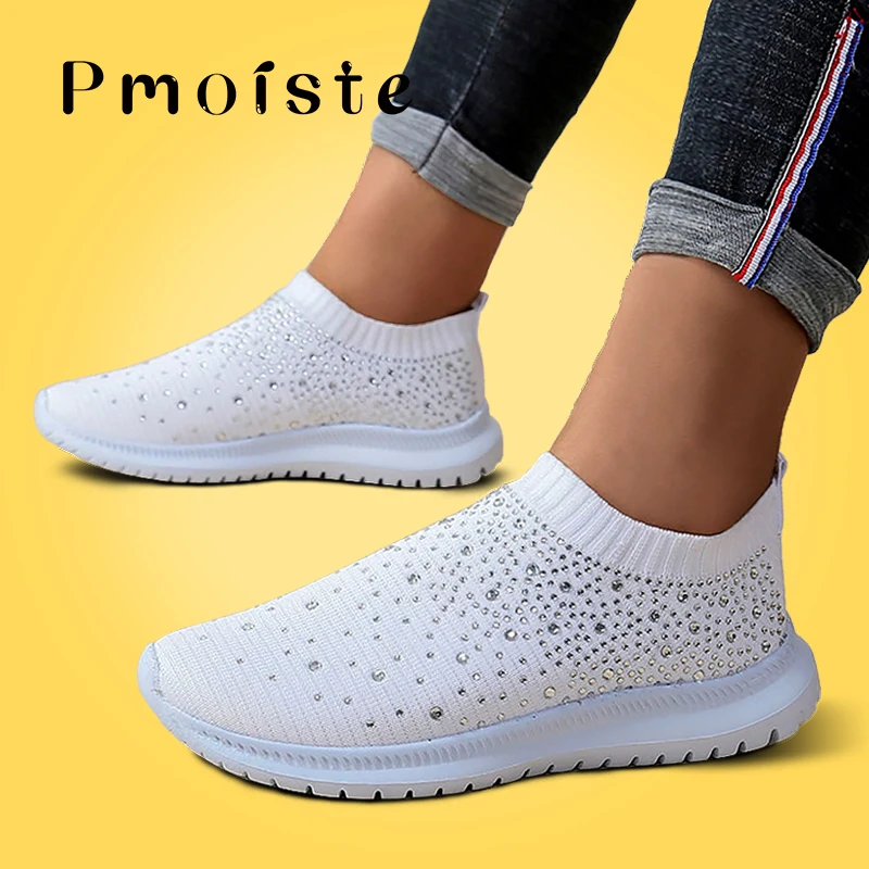 Women's shoes Vulcanized Sneakers Fashion Glitter Big Size 41-43 Ladies Casual Shoes Walking Female Tennis Knit