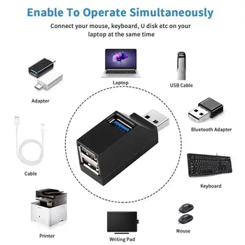 

3-Port USB 3.0 Hub Splitter Box Portable lightweight Data Hub for PC Laptop