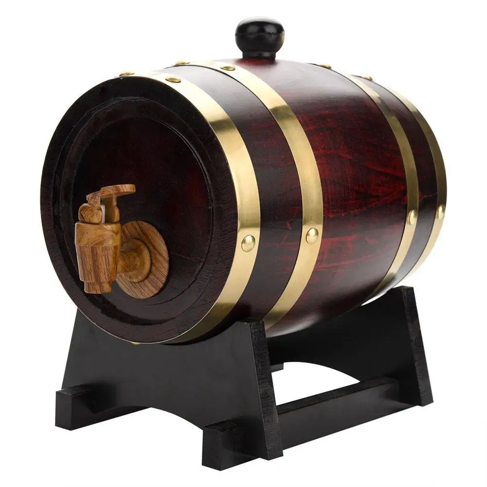 1.5L/3L Oak Barrel Beer Brewing keg Wine Barrel for Whiskey Rum Port Decorative Keg Hotel Restaurant Display Oak