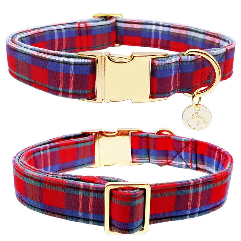 Unique Style Paws Christmas Cotton Dog Collar with Sailor Bow Red