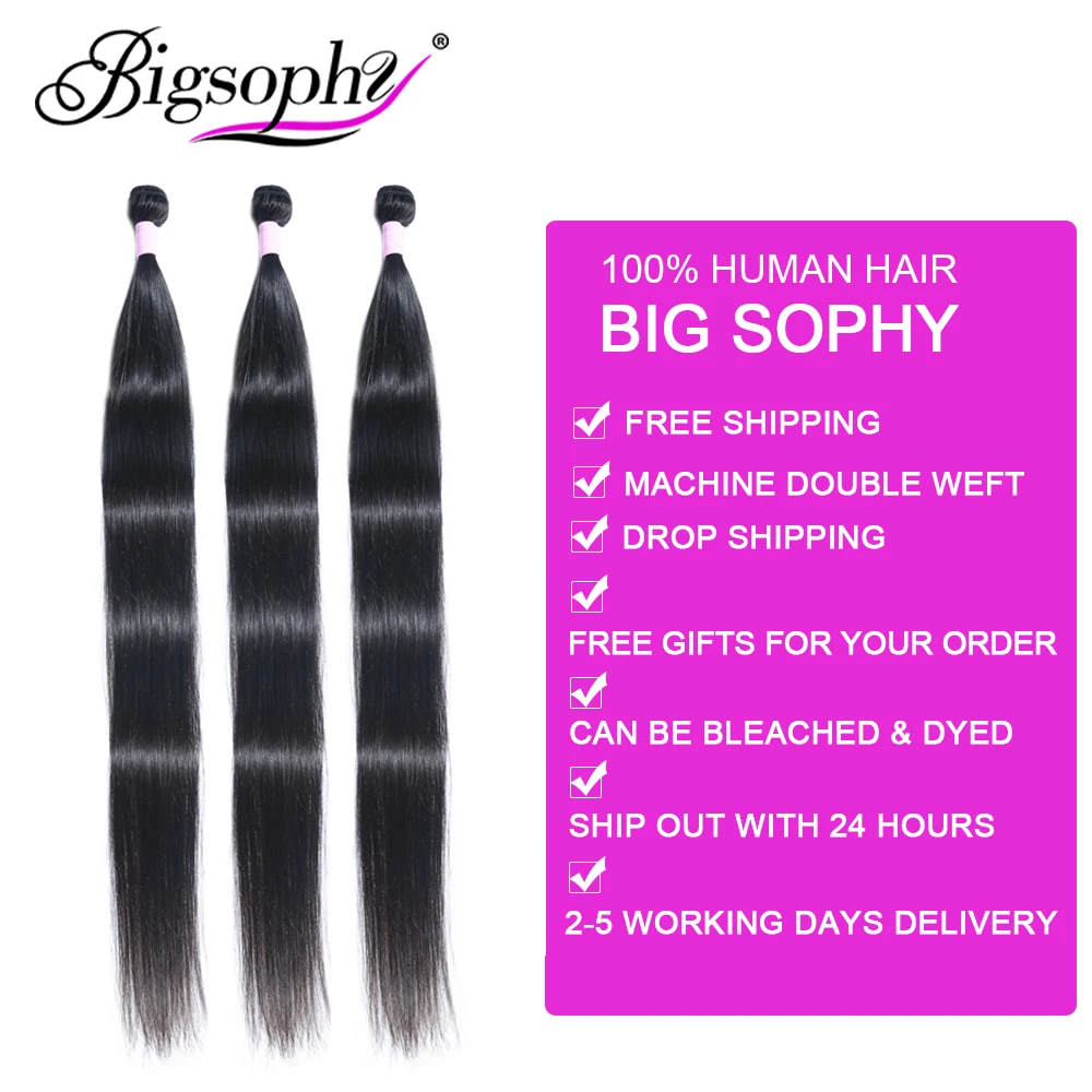 Bigsophy Brazilian Straight Hair Weave Bundles 8-42 30 Inch bundles100% Human Hair Weave Remy Hair Extensions Hair 1 3 Bundles 4 Bigsophy Brazilian Straight Hair Weave Bundles 8-42 30 Inch bundles100% Human Hair Weave Remy Hair Extensions Hair 1 3 Bundles 4