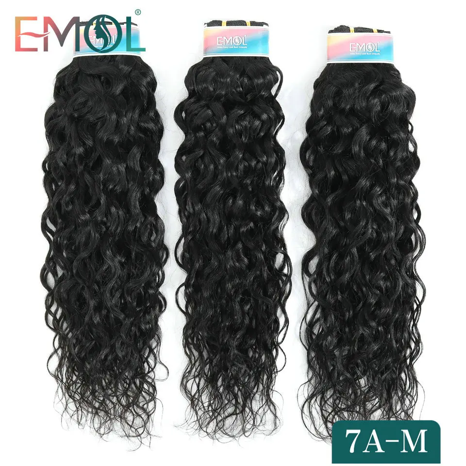 

EMOL Peruvian Curly Hair Bundles 1/3/4 Pc Human Hair Extensions Hair Bundles Non-Remy Human Hair Weave Bundles 7A/Medium Ratio