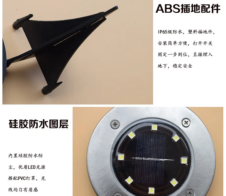 8led Солнечная Нержавеющая сталь подземный светильник Открытый стиль вставить на Газон лампа Двор Сад водостойкий