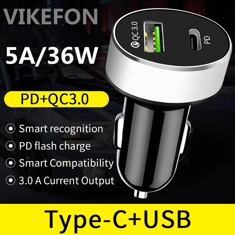 Автомобильное зарядное устройство USB 3 0 для iPhone 11 Pro 11Pro Max Samsung Xiaomi QC3.0 Тип C PD