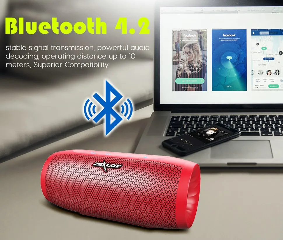 Новинка ZEALOTS16 Портативный беспроводной Bluetooth Водонепроницаемый Динамик для улицы HIFI высокомощный сабвуфер Bluetooth Звуковая стойка+ TF Ca