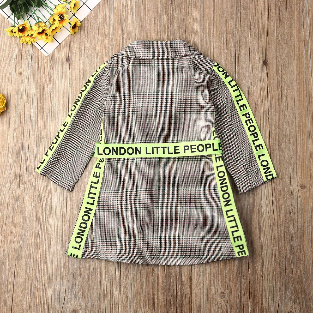 Модное пальто для маленьких девочек осенне-зимняя одежда куртка в клетку с поясом официальный костюм От 0 до 5 лет
