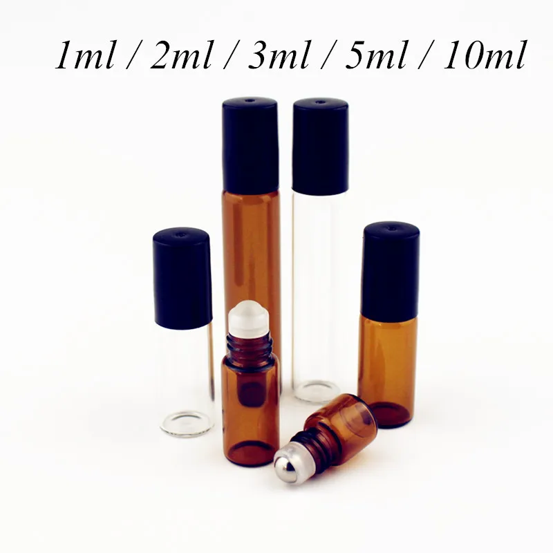5 sztuka/paczka 1ml 2ml 3ml 5ml 10ml bursztynowa cienka szklana rolka na butelce próbka testowa olejki eteryczne fiolki z wałkiem Metal/szklana kulka 2 5 sztuka/paczka 1ml 2ml 3ml 5ml 10ml bursztynowa cienka szklana rolka na butelce próbka testowa olejki eteryczne fiolki z wałkiem Metal/szklana kulka 2