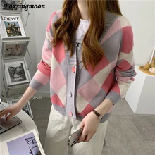 

Women's Diamond knit Cardigan Jacket Autumn Winter Sweaters Jackets Women's Casual Sweaters женский свитер Abrigo Muje