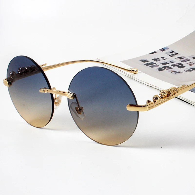 Leopard Leg Sunglasses For Women & Men Vintage Alloy Round Pilot_voghion.com