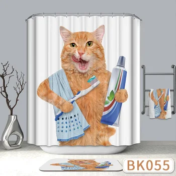 

Cartoon cute cat printing shower curtain polyester waterproof fabric shower curtain bathroom curtain shower curtain bathroom cur