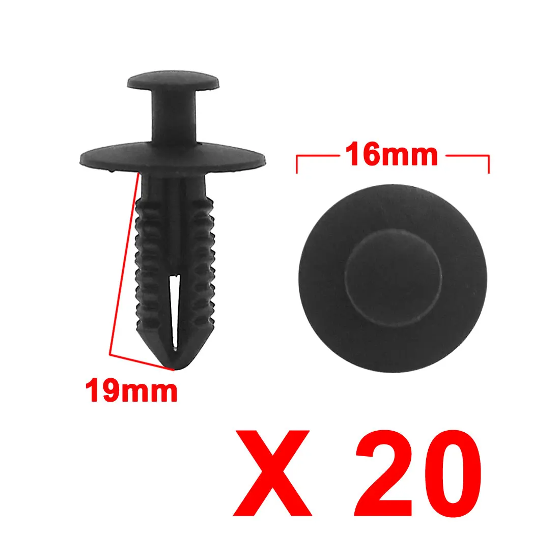 

Uxcell 20/100Pcs 7mm x 7mm Hole Black Plastic Door Rivet Push Pin Clips Fastener Retainer Bumper Fender Cover Trim Clip for Car