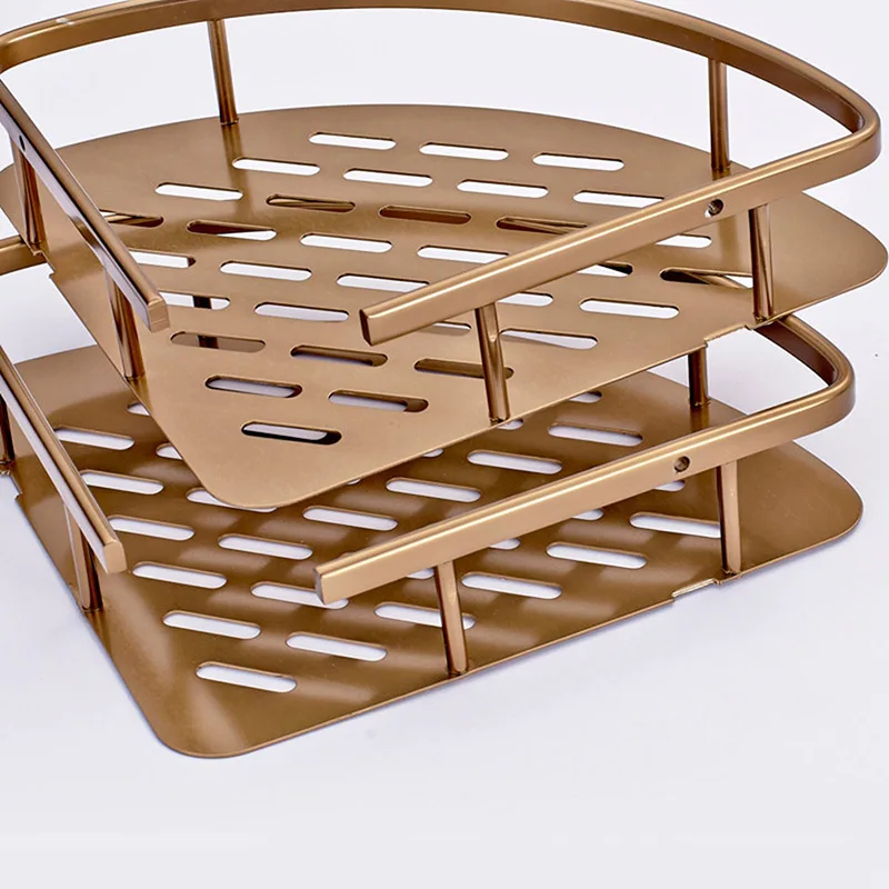 Corner Wall Mounted Double Bathroom Accessories Shelf Bathroom Big Basket Double Bathroom Shelves