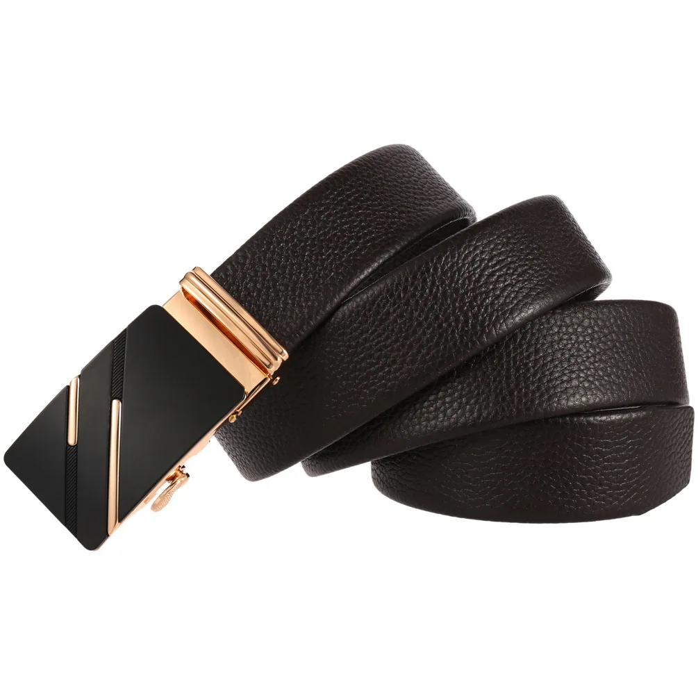 Men's Leather Belt with Automatic Buckle