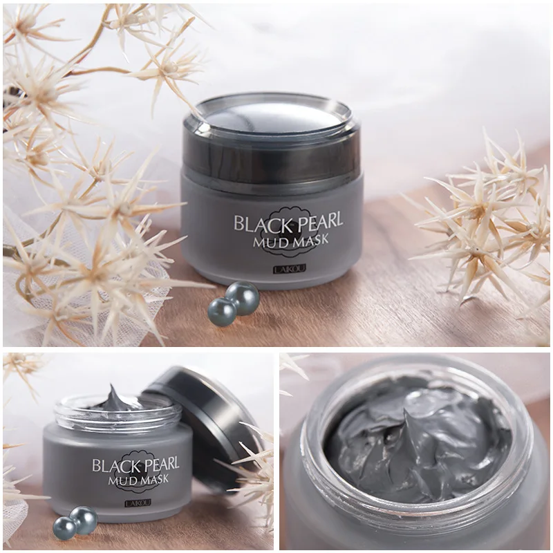LAIKOU 85g Black Pearl Face Mask Deep Cleansing Shrink Pores Volcanic Mud Whitening Moisturizing Exfoliate oil 2