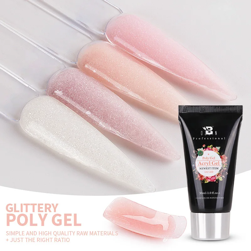 

Bozlin 30 ML Acrylic Glitter Poly Gel Professional Function Varnish 4 Colors UV Gel Nail Polish Finger Nails Art Manicure Tools