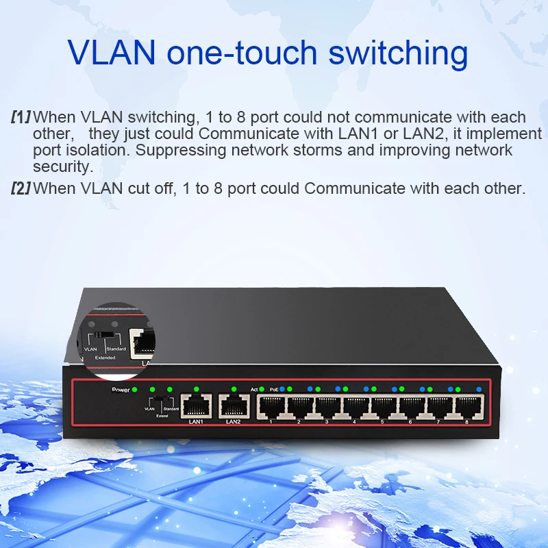 10 портов POE коммутатор 48 В питание через Ethernet сетевой коммутатор 8 PoE выключатель инъектор для ip-камеры/беспроводной AP/CCTV камеры системы