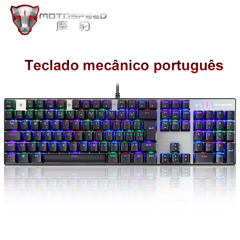 Portugal/English Motospeed CK104 RGB Gaming Mechanical Keyboard 104 keys LED Backlit USB Wired Keyboard for PC Computer Gamer