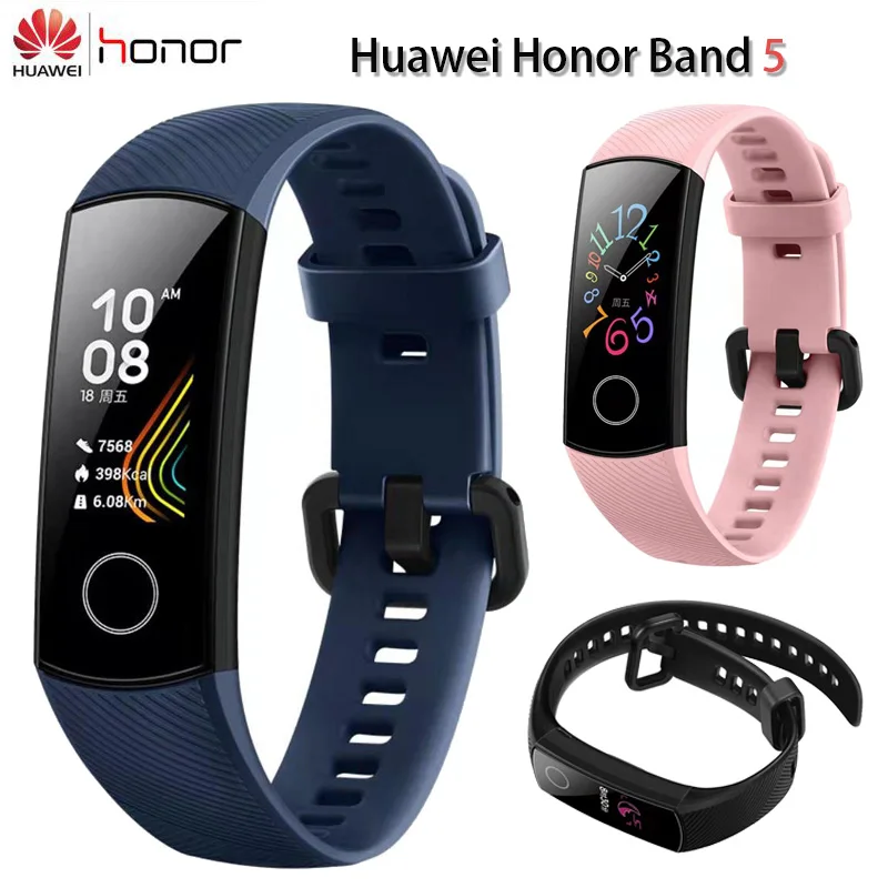 

Original Huawei Honor Band 5 Smart Wristband Blood Oxygen Monitor Magic Color Touch Screen Swim Detect Heart Rate Sleep Nap